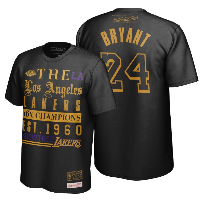Men's Los Angeles Lakers Kobe Bryant #24 NBA Mamba Showtime Established Hardwood Classics Black Basketball T-Shirt HDI8083JJ